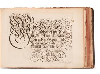 CALLIGRAPHY MANUALS.  Sammelband containing 11 scarce works, entirely engraved throughout.  All but one Nuremberg, early 1700s